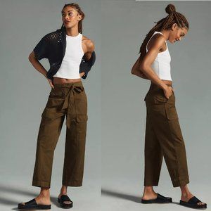 Anthropologie Unpublished Pleated Wide-Leg Trousers size 24 moss green new nwt